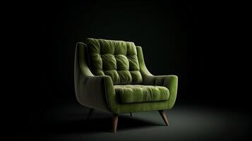 pulled back green velvet cutting edge chair. Creative resource, photo