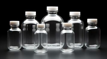 Clear pharmaceutical bottles. Creative resource, photo