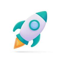 3D rocket. Startup business idea. The rapid growth of small businesses vector