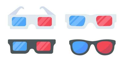 3D glasses with red and blue lenses for watching movies in premium cinemas vector