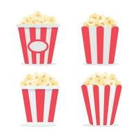 Popcorn in a red and white paper cup Snacks while watching movies in the cinema vector