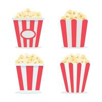 palomitas de maiz en un rojo y blanco papel taza meriendas mientras acecho películas en el cine vector