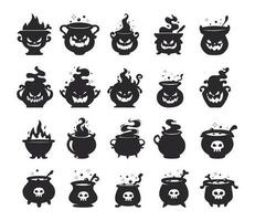 Witch's Poison Cauldron. Scary Devil's Cauldron Halloween Decoration vector