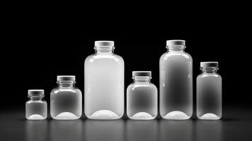 Clear pharmaceutical bottles. Creative resource, photo