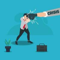 Defensive businessman. Businessman survive from economy crisis concept design vector illustration