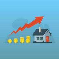 An increase cost of the housing or rising price of real estate concept vector illustration