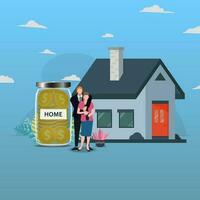 Young couple with a new home they have saved up vector design