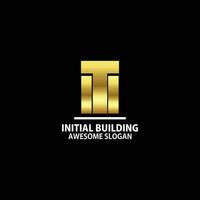 initial i t i with real estate logo design luxury color vector