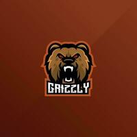 grizzly angry logo gaming esport design vector