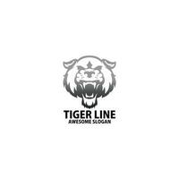 tiger head logo design line color vector