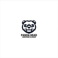 panda head logo design line color vector