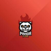 flame panda logo esport design mascot vector