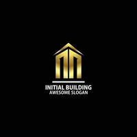 initial nn with real estate logo design luxury color vector