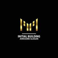 initial m with real estate logo design luxury color vector