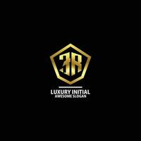 initial e r with shield logo design luxury color vector