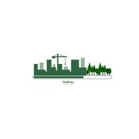 Silhouette view of urban landscape side by side with lush trees vector