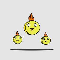 Cute cartoon chicken set. Funny yellow chickens in vector illustration.