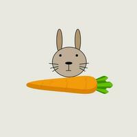 Rabbit with carrot isolated on grey background vector