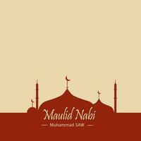 Maulid Prophet Muhammad in Arabic is called El Maulid ennabawi. Background with mosque silhouette vector