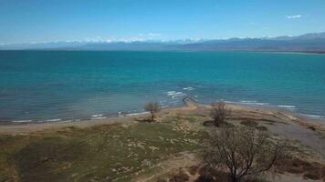 Top View Of The Coast Famous Issyk Kul Lake In Kyrgyzstan video