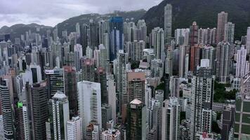 Antenne Panorama Wolkenkratzer von Hong kong Wohn Bereich video