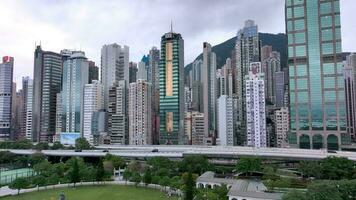 antenn panorama skyskrapor av hong kong bostads- område video