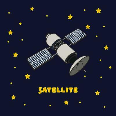 Vector illustration color children satellite icon flat design illustration