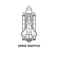 Hand drawn Vector illustration color children space shuttle icon flat design illustration