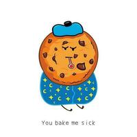 funny cookie sick Cartoon Mascot Character Vector illustration color children cartoon clipart