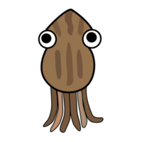 Brown Squid animal cartoon png