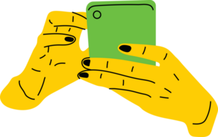 Hand holding smartphone. png