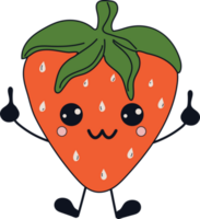 Cute happy funny Strawberry with kawaii eyes . png