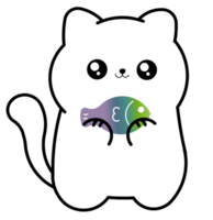 carino gatto Tenere colorato pesce cartone animato illustrazione png