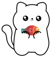 carino gatto Tenere colorato pesce cartone animato illustrazione png