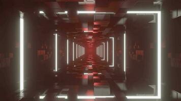 abstrakt mörk röd sci-fi tunnel sömlös slinga, 4k 3d animering bakgrund video