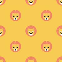 Seamless vector  pattern with cute lion character. Cute vector illustration for kids. Perfect print for fabric, textile, wallpaper, poster, postcard and gift wrapping. Pastel colors