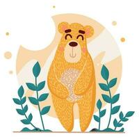 Children's vector illustration hand-drawn. Yellow bear.