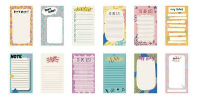 Big Set of colorful weekly planners and to do lists simple design and trendy lettering. Template for agenda, planners, check lists, and other  stationery.  Vector