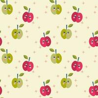 Baby seamless vector pattern. Cute, colored cartoon apples. Kids texture for fabric, textile, clothing, wrapping paper, wallpaper. Vector illustration in pastel, retro colors.