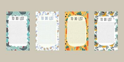 Big Set of colorful weekly planners and to do lists simple design and trendy lettering. Template for agenda, planners, check lists, and other  stationery.  Vector