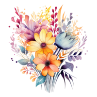 vattenfärg blomma bukett. illustration ai generativ png