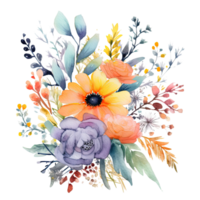 Watercolor flower bouquet. Illustration png