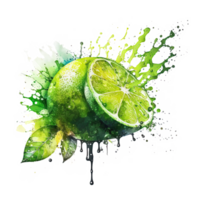 Watercolor lime. Illustration png