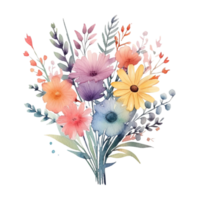 vattenfärg blomma bukett. illustration ai generativ png