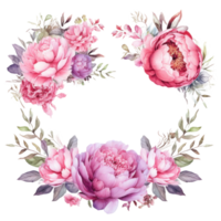 waterverf roze bloemen lauwerkrans. illustratie ai generatief png