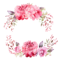 Watercolor pink floral wreath. Illustration png