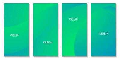 set of brochures abstract blue and green background with waves for business vector