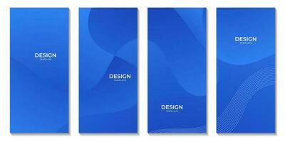 conjunto de folletos diseño resumen azul antecedentes con olas para negocio vector