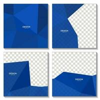 set of squares abstract blue triangles background with copy space area for business vector