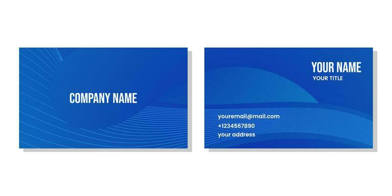 business card design with blue wave gradient background